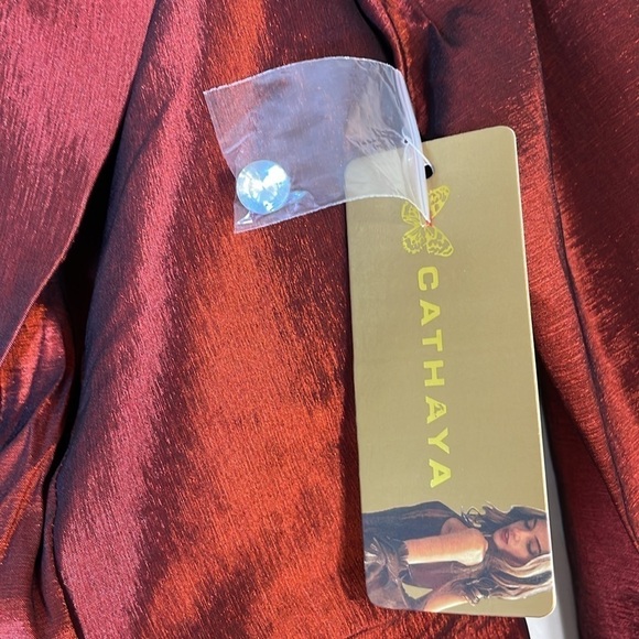 NWT. Cathaya 14 Burgundy Satin Jacket. - Picture 2 of 13